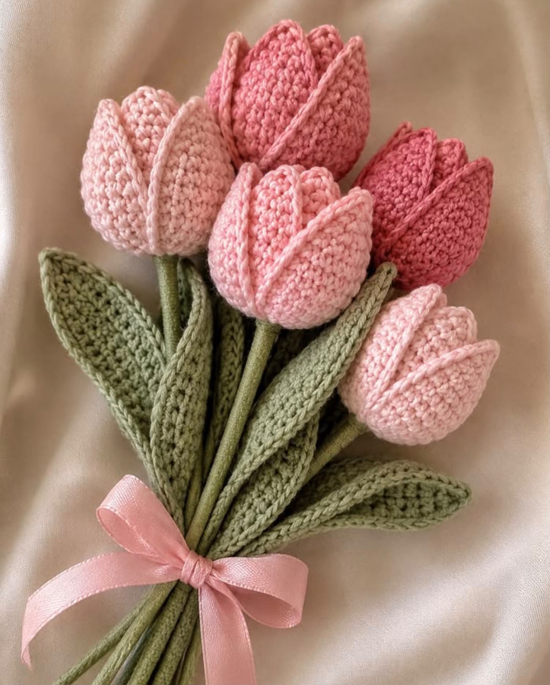 Handmade crochet tulips bouquet